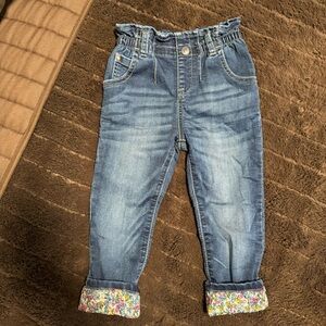 Wonder Nation Blue Jeans with Floral Cuffs